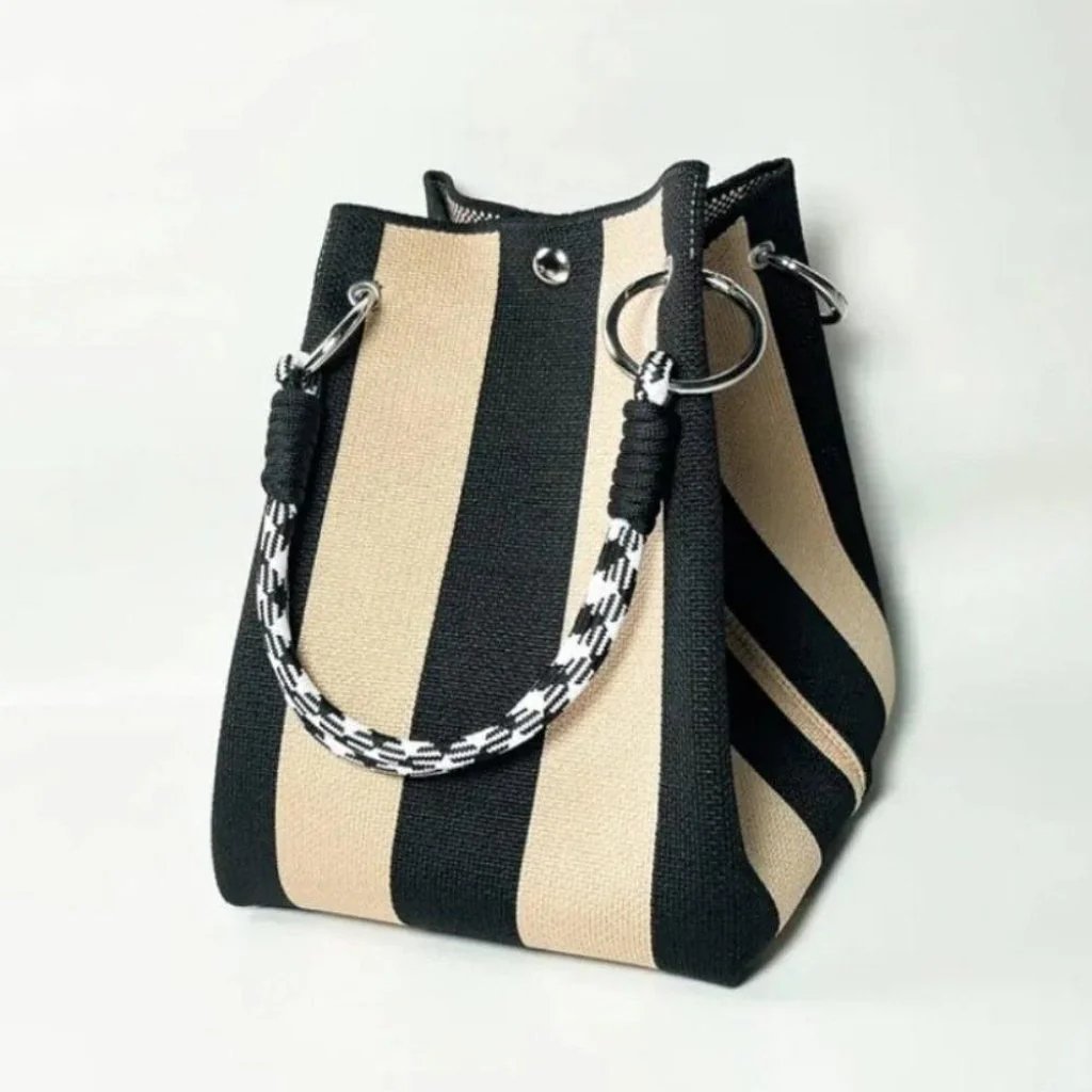 ππ Limited-Time Sale: 50% OFF π΄ Boho Striped Knit Bucket Handbag for Women β Handmade Summer Beach Shoulder Bag