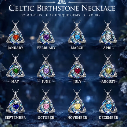 Celtic Trinity Knot Birthstone Necklace for Women