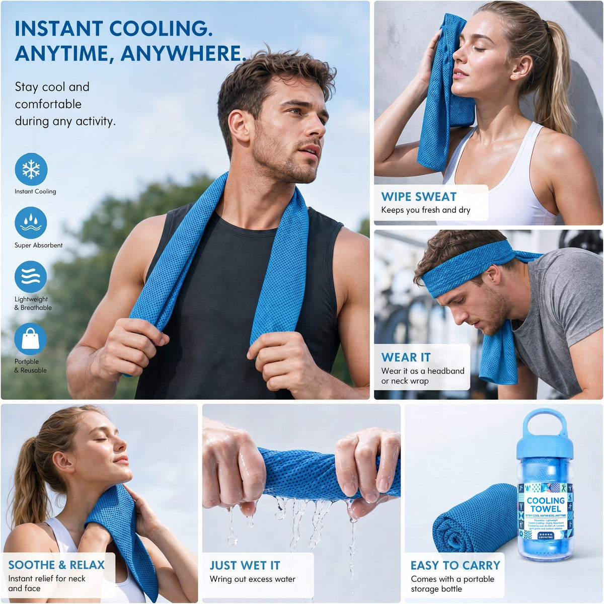 🩵Last Day Buy 1 Get 1 Free (Each only ￡3.49!!)🩵❄Absorbent Quick-Drying Gym Cooling Towels