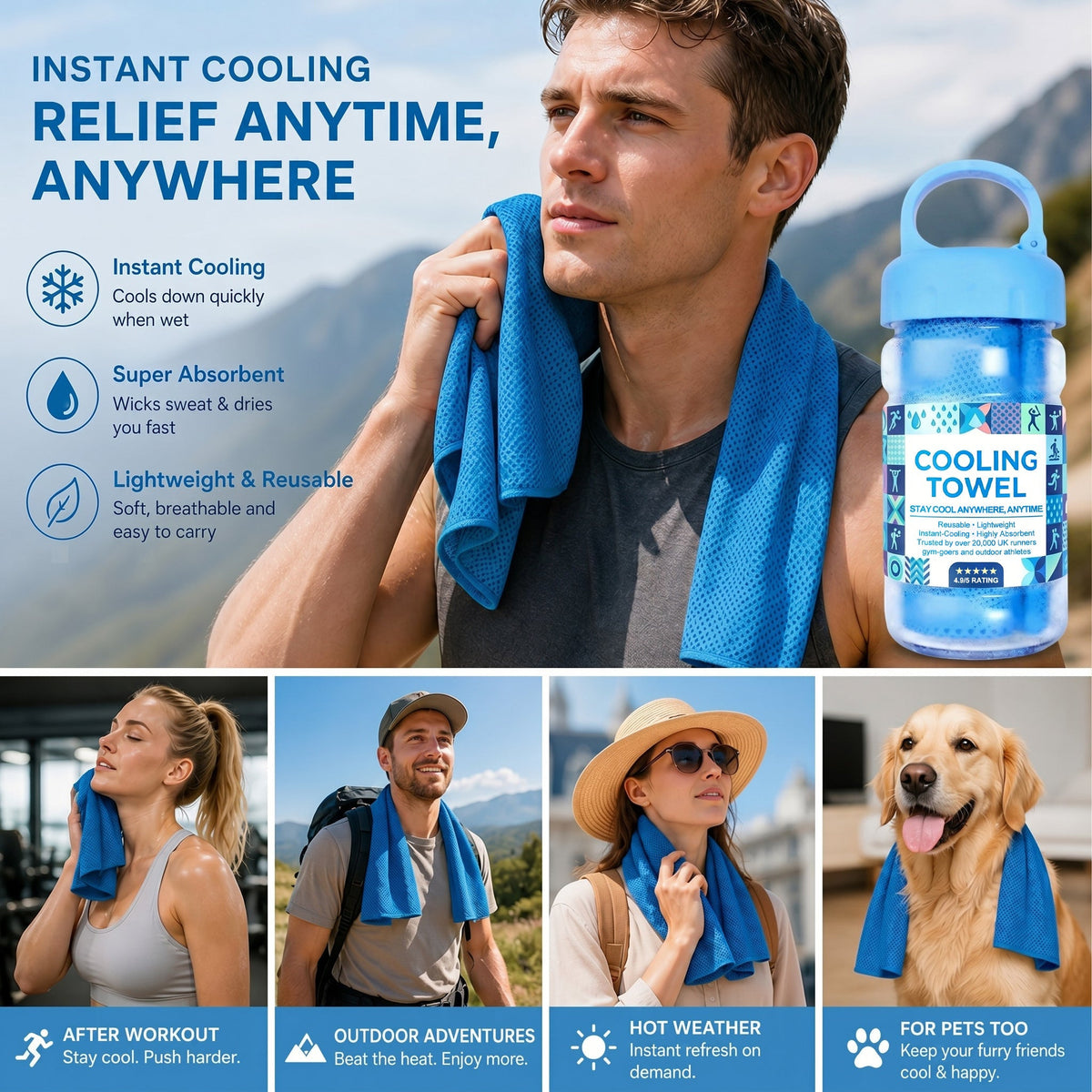 🩵Last Day Buy 1 Get 1 Free (Each only ￡3.49!!)🩵❄Absorbent Quick-Drying Gym Cooling Towels