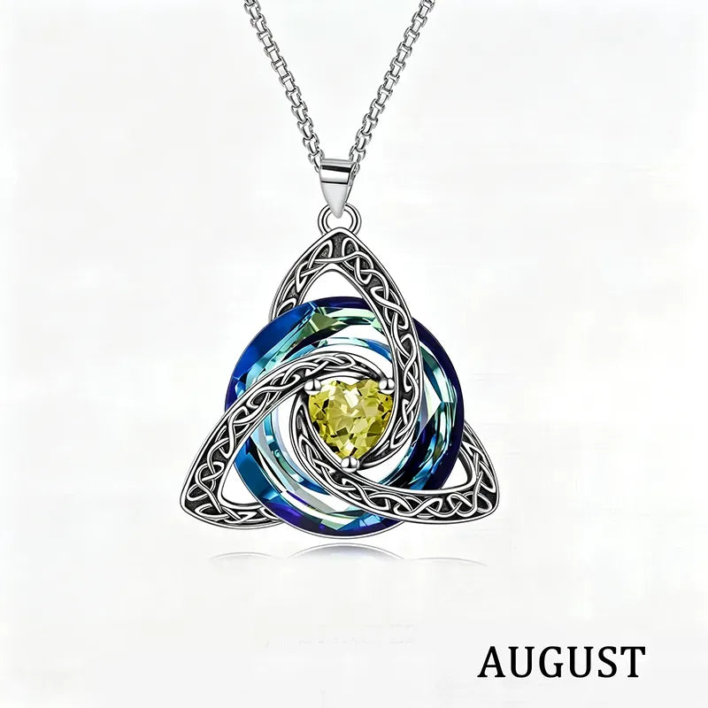 Celtic Trinity Knot Birthstone Necklace for Women