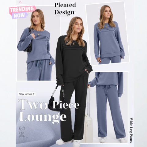 Women's Crew Neck Lounge Set – Top & Drawstring Pants