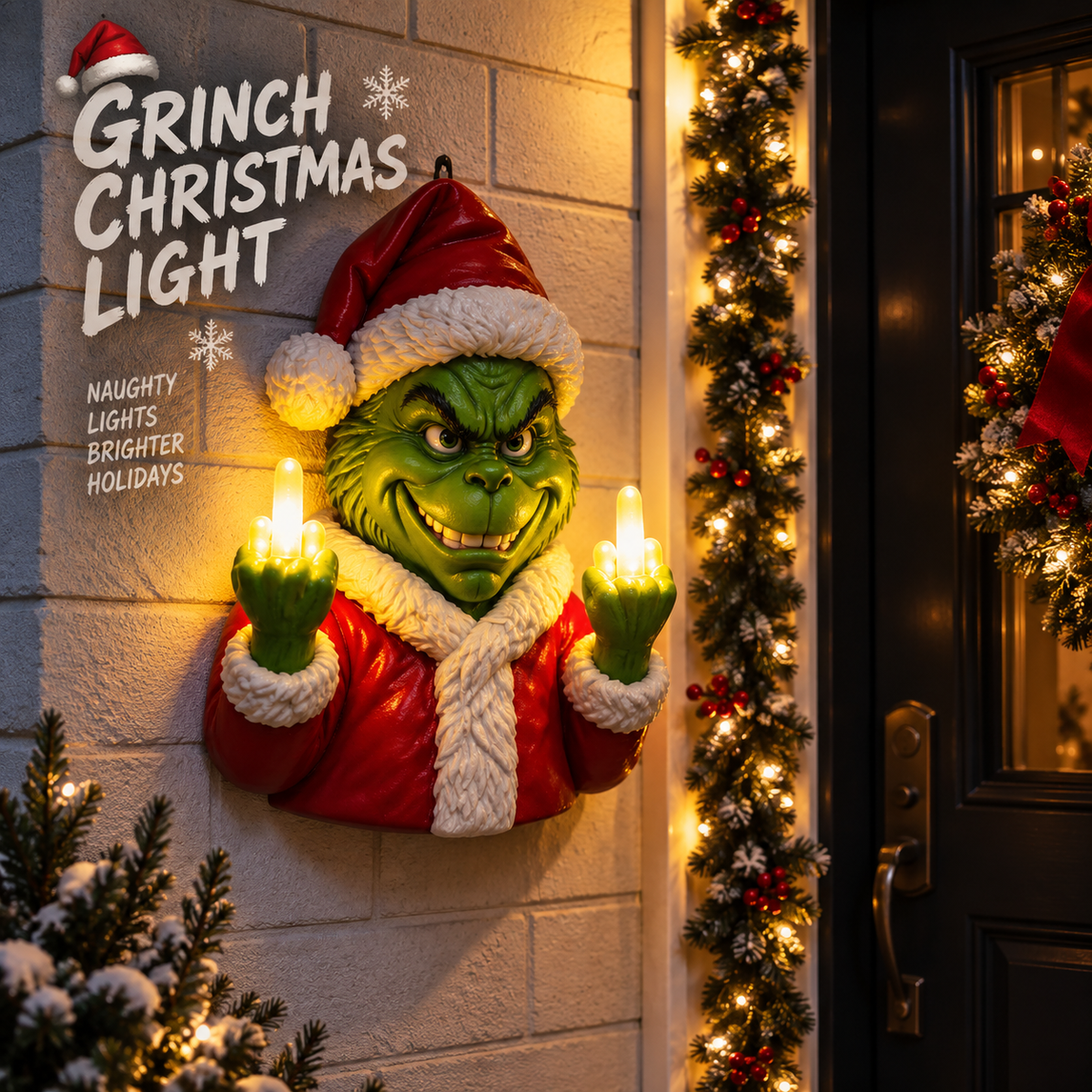 Christmas LED Middle Finger Wall Light | Funny Holiday Decor