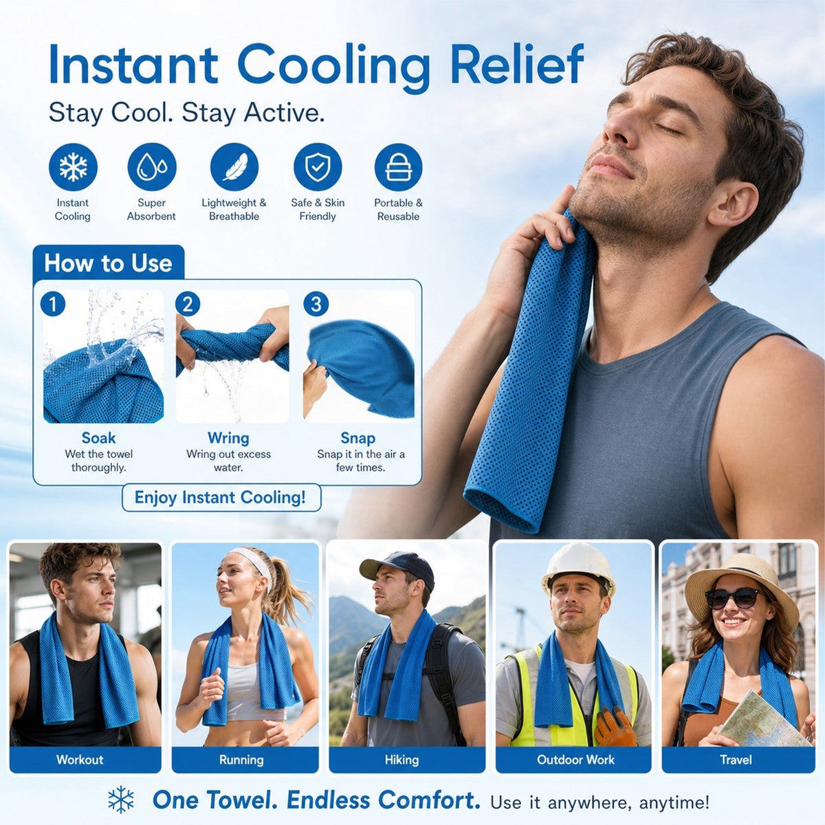 🩵Last Day Buy 1 Get 1 Free (Each only ￡3.49!!)🩵❄Absorbent Quick-Drying Gym Cooling Towels