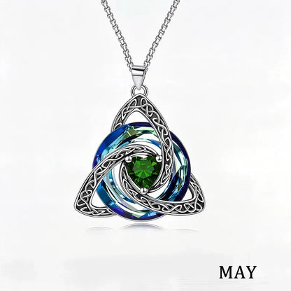 Celtic Trinity Knot Birthstone Necklace for Women