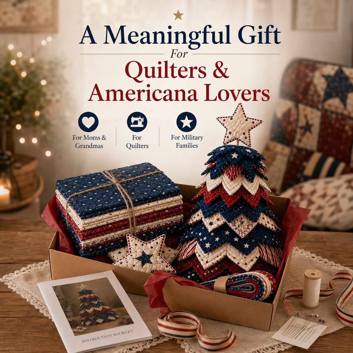 🔥Last Day 49% OFF 🇺🇸 Americana Patchwork Christmas Tree DIY Quilt Kit - Buy 2 Get Free Shipping