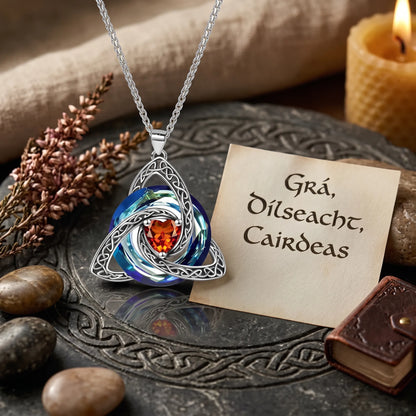 Celtic Trinity Knot Birthstone Necklace for Women