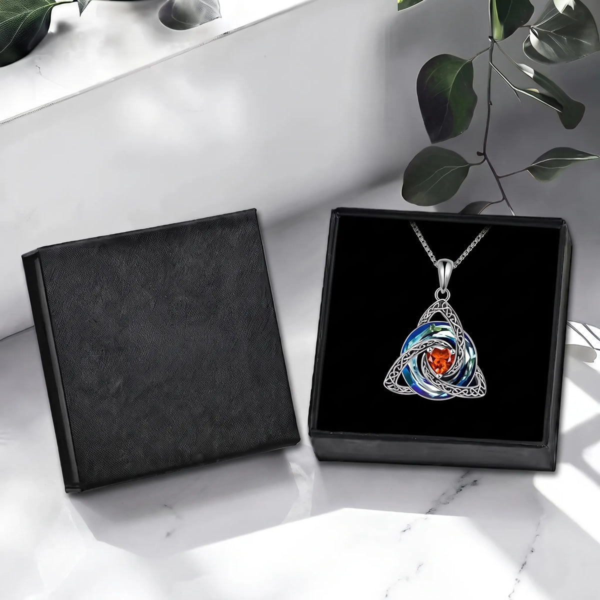 Celtic Trinity Knot Birthstone Necklace for Women