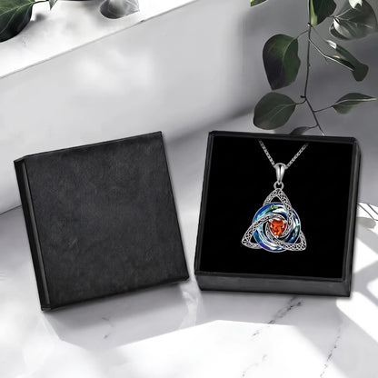 Celtic Trinity Knot Birthstone Necklace for Women