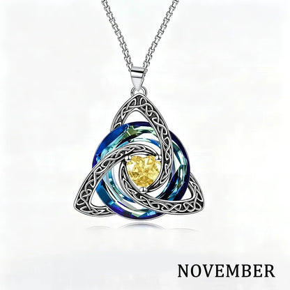 Celtic Trinity Knot Birthstone Necklace for Women