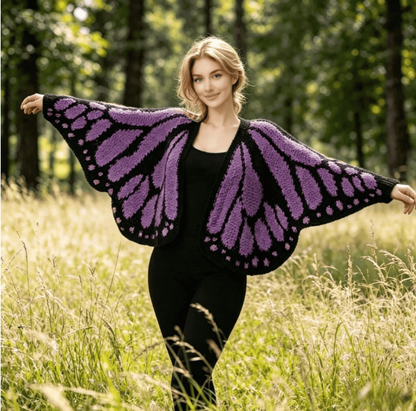 Butterfly Wing Knit Cardigan – Cropped V-Neck Bat Sleeve Sweater
