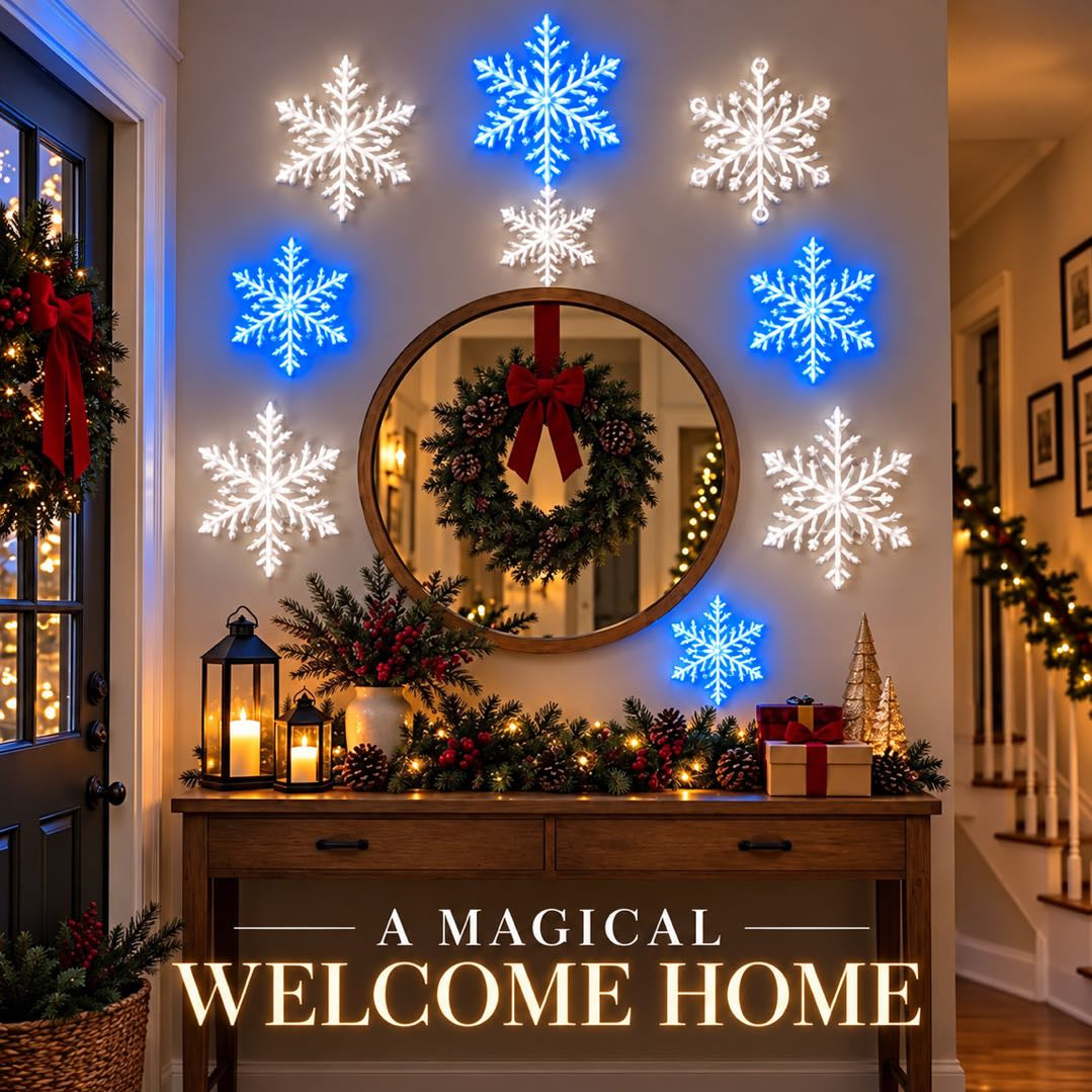 3D LED Snowflake Wall Lights with Remote | Color-Changing Christmas Decor