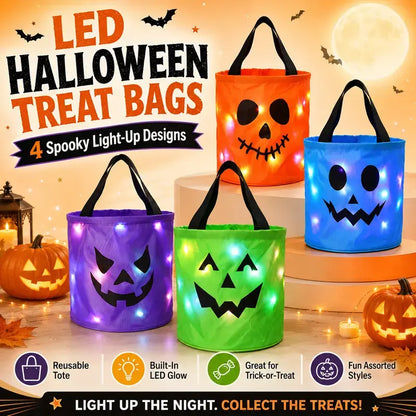 LED Light-Up Pumpkin Candy Bags – Trick-or-Treat Bucket Set
