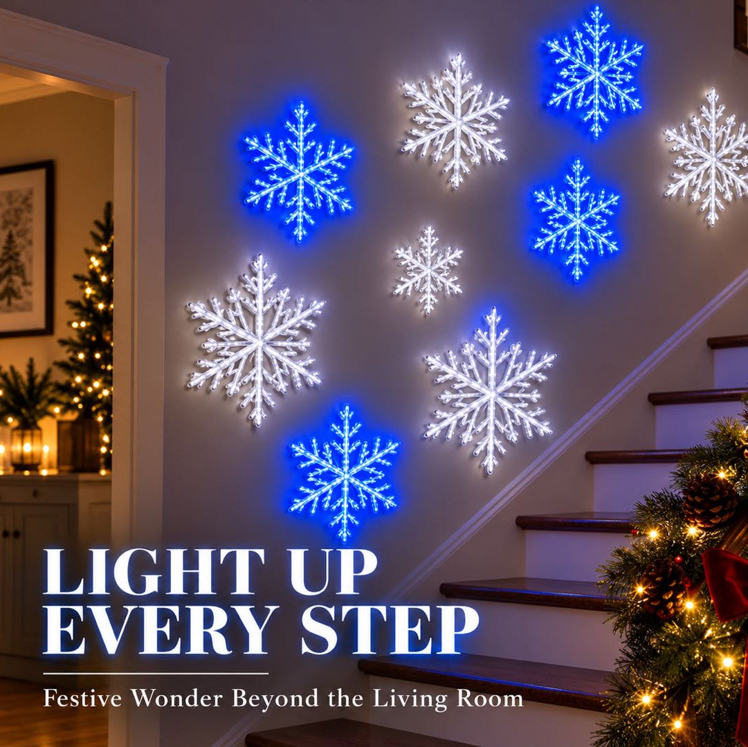 3D LED Snowflake Wall Lights with Remote | Color-Changing Christmas Decor