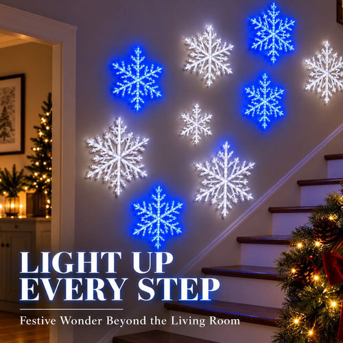3D LED Snowflake Wall Lights with Remote | Color-Changing Christmas Decor