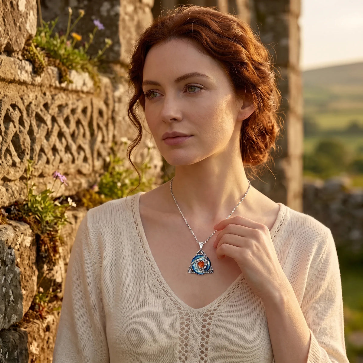 Celtic Trinity Knot Birthstone Necklace for Women