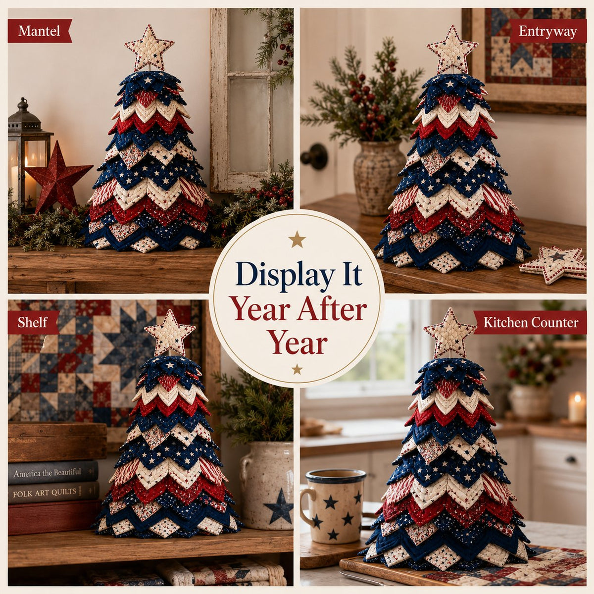 🔥Last Day 49% OFF 🇺🇸 Americana Patchwork Christmas Tree DIY Quilt Kit - Buy 2 Get Free Shipping