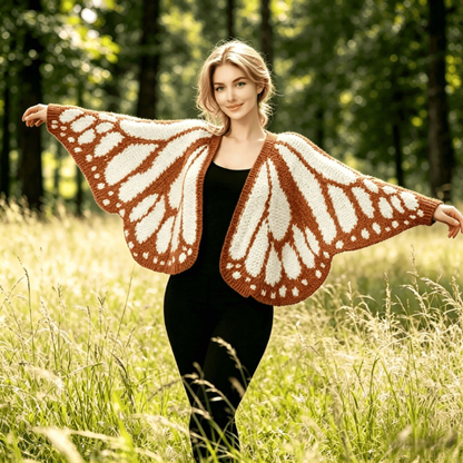 Butterfly Wing Knit Cardigan – Cropped V-Neck Bat Sleeve Sweater