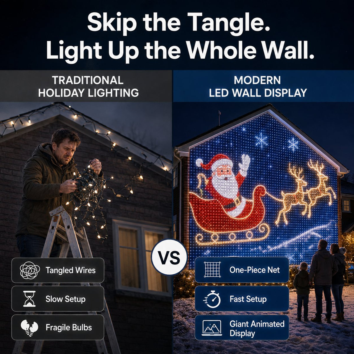 Christmas LED Mesh Curtain Lights for Outdoor Walls