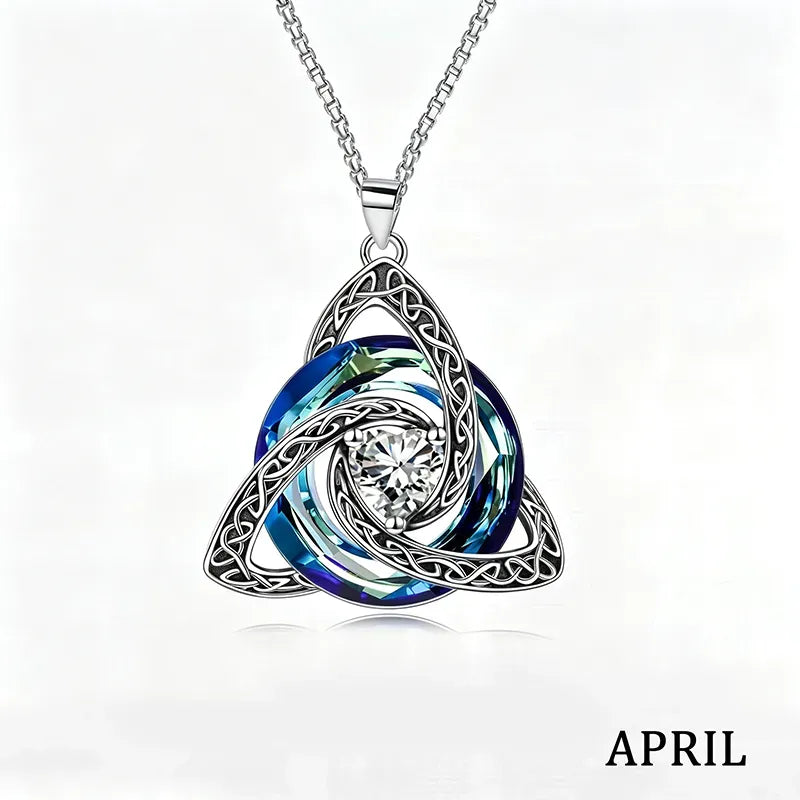 Celtic Trinity Knot Birthstone Necklace for Women