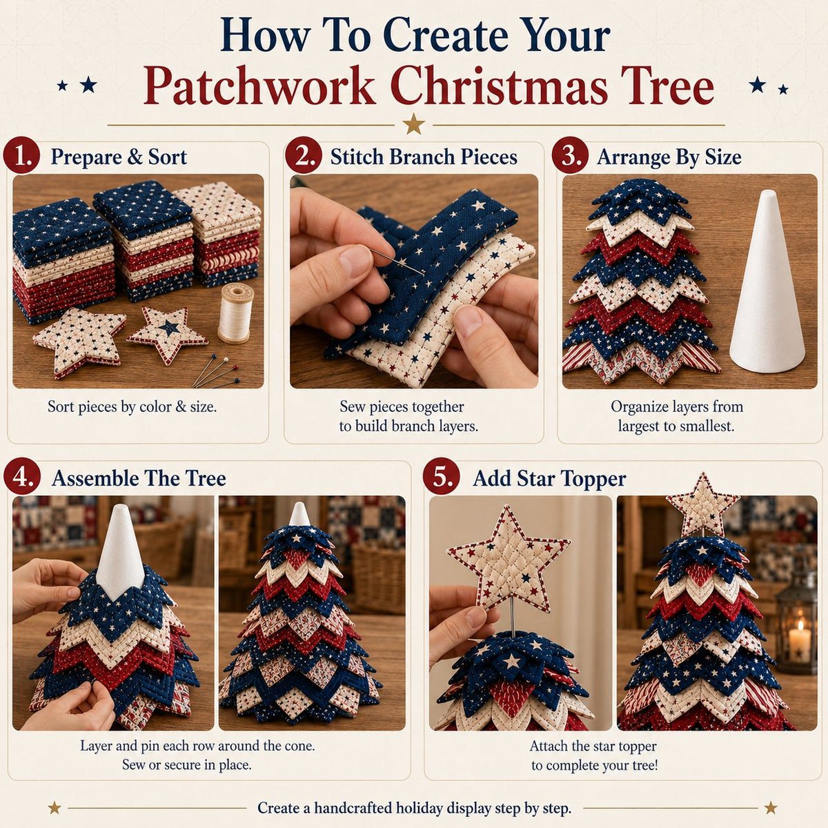 🔥Last Day 49% OFF 🇺🇸 Americana Patchwork Christmas Tree DIY Quilt Kit - Buy 2 Get Free Shipping