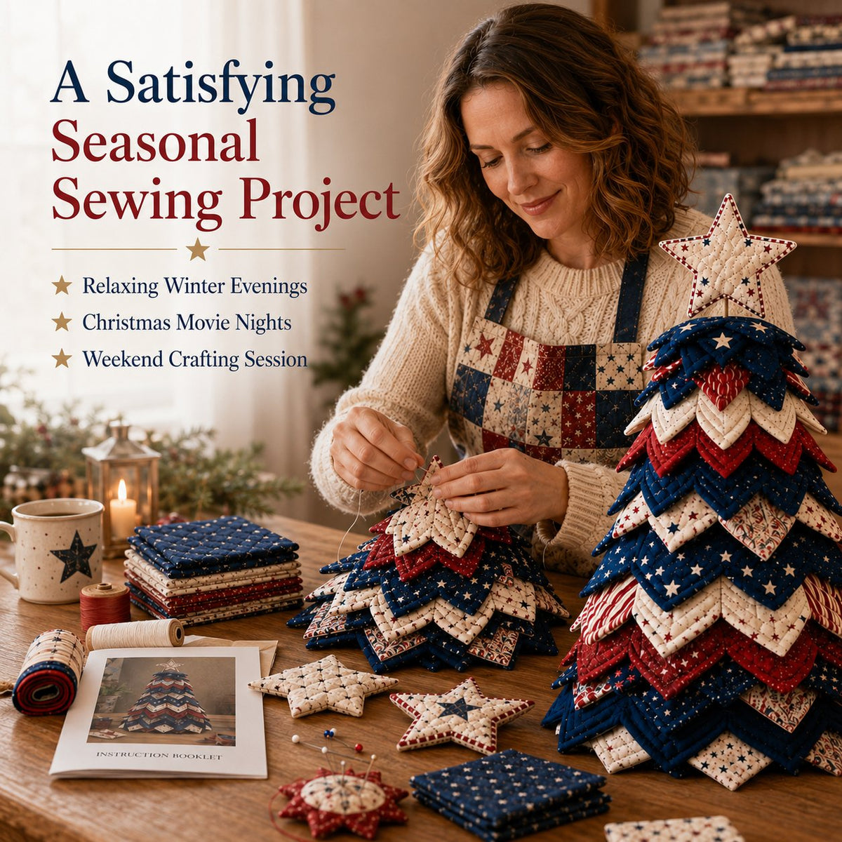 🔥Last Day 49% OFF 🇺🇸 Americana Patchwork Christmas Tree DIY Quilt Kit - Buy 2 Get Free Shipping