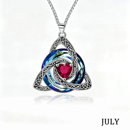 Celtic Trinity Knot Birthstone Necklace for Women