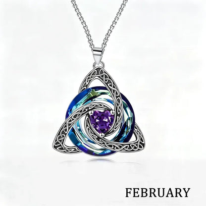 Celtic Trinity Knot Birthstone Necklace for Women