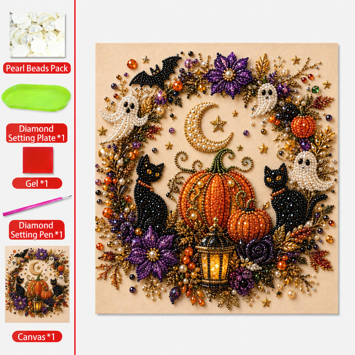 💥 Last Day 55% OFF – 👻✨ Halloween Pearl Art DIY Kit – Turn Tiny Pearls into Spooky-Cute Magic