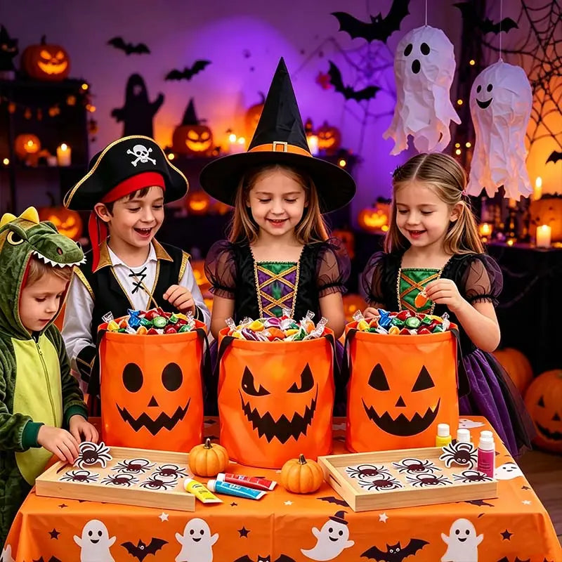 LED Light-Up Pumpkin Candy Bags – Trick-or-Treat Bucket Set