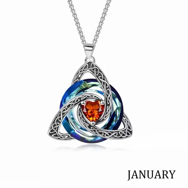 Celtic Trinity Knot Birthstone Necklace for Women