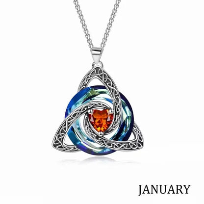 Celtic Trinity Knot Birthstone Necklace for Women