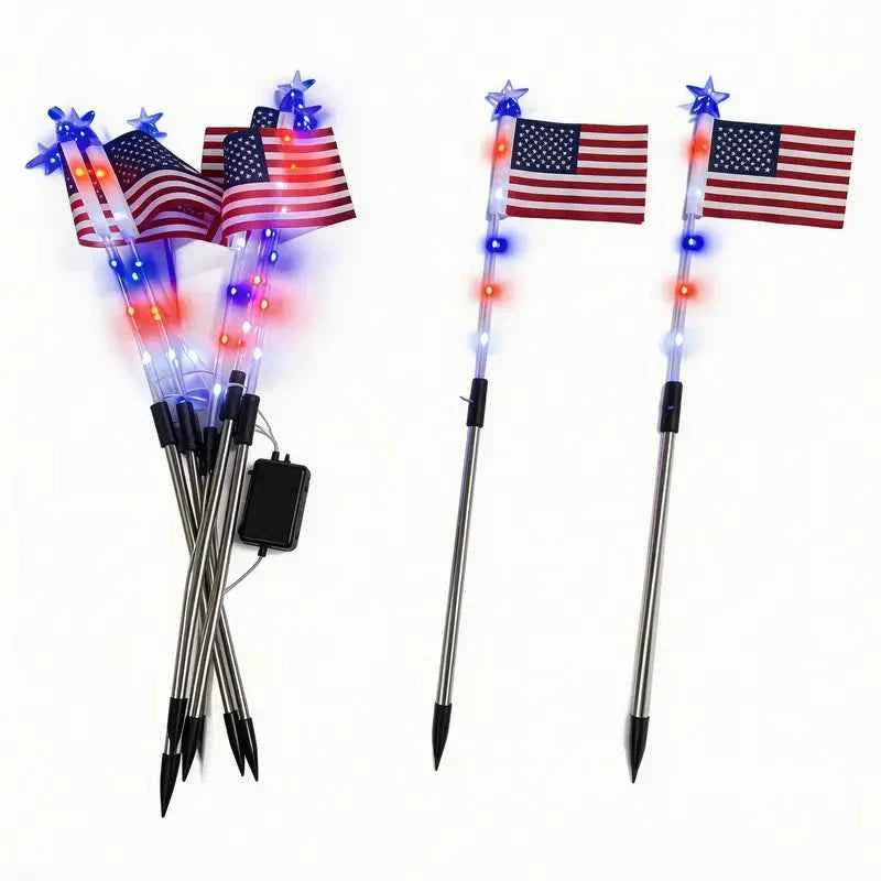 🚩8-Piece Flag Light Set – 4th of July Decorations with 8 Lighting Modes – 🎆Ideal for Independence Day Pathways, Gardens, and Yard Decor