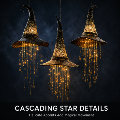 Lighted Witch Hat Hanging Chime – Warm LED Halloween Décor