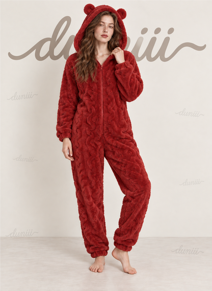 Women's Teddy Bear Hooded Plush Pajama Jumpsuit