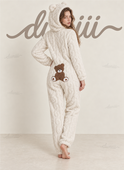 Women's Teddy Bear Hooded Plush Pajama Jumpsuit
