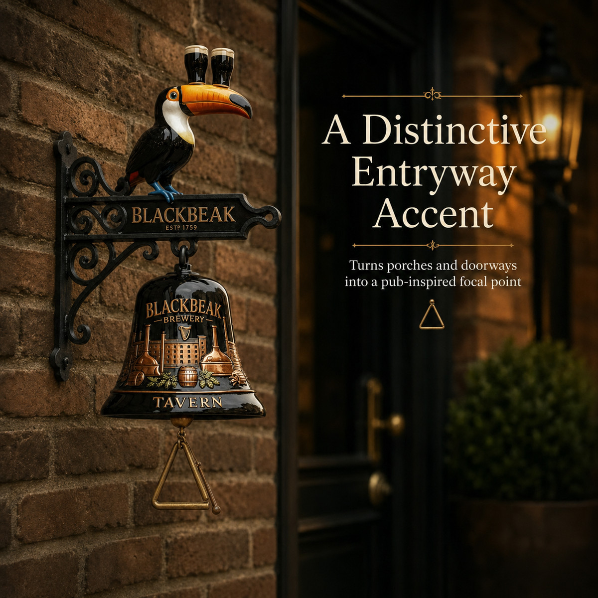 🍺Vintage Celtic Toucan Cast Iron Wall Bell – Classic Tavern Decor For Entry & Home Bar