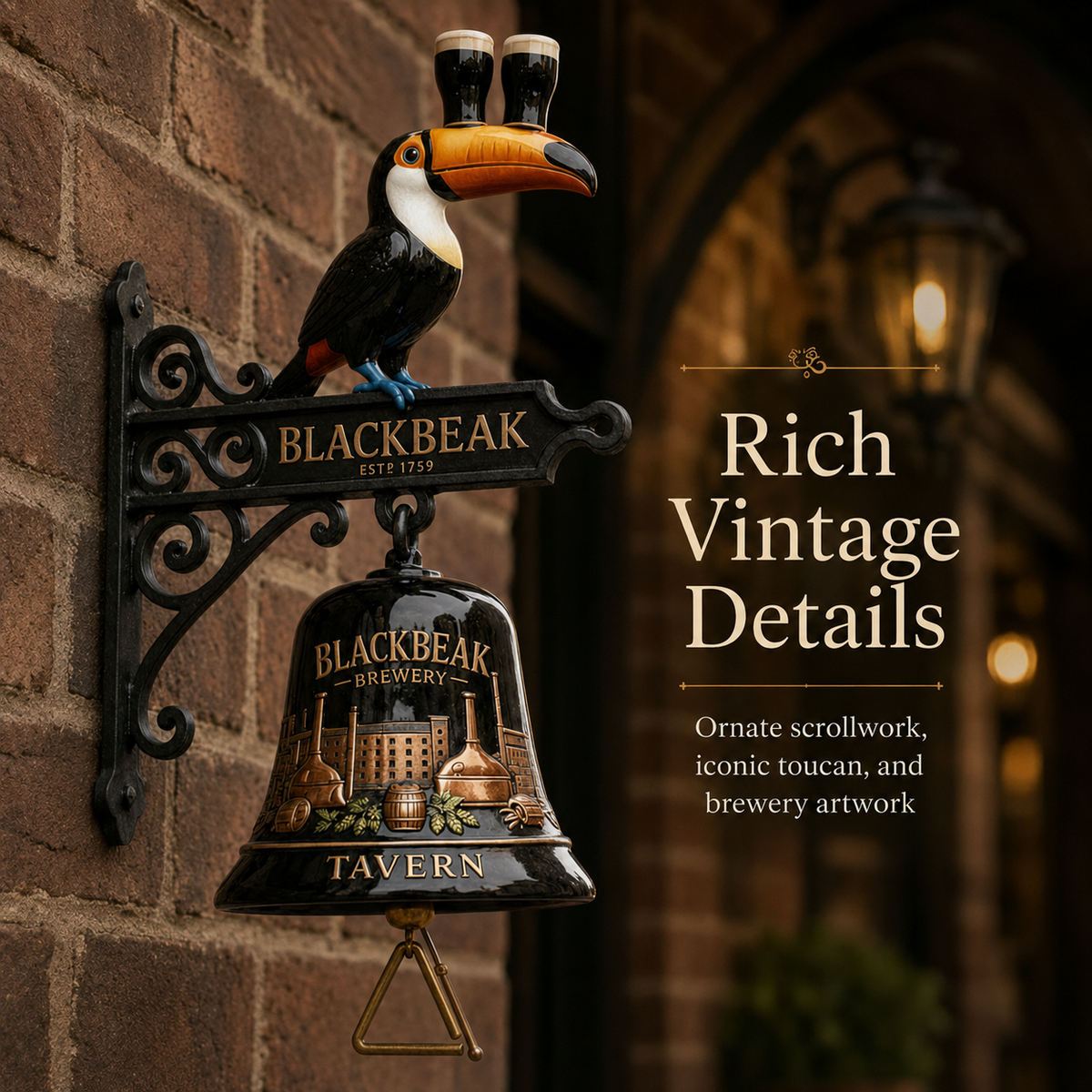 🍺Vintage Celtic Toucan Cast Iron Wall Bell – Classic Tavern Decor For Entry & Home Bar