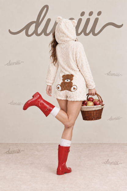 Women's Teddy Bear Hooded Plush Pajama Jumpsuit