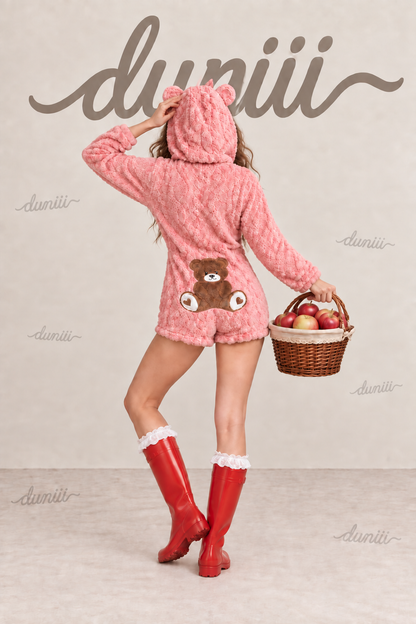 Women's Teddy Bear Hooded Plush Pajama Jumpsuit