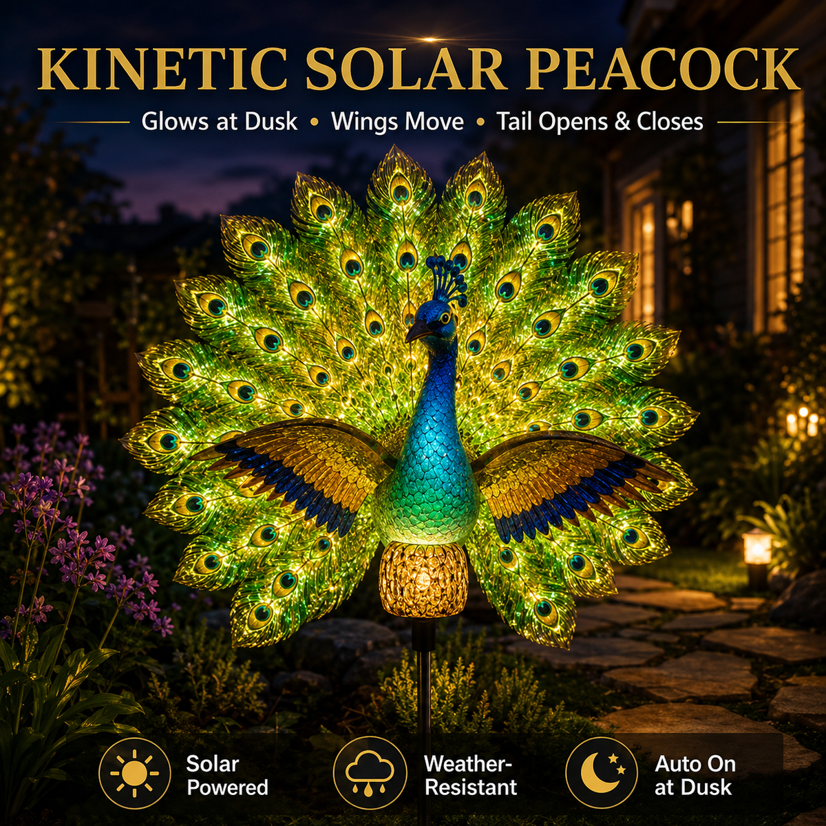 🦚Limited Time 50%OFF⚡️Solar Peacock Garden Sculpture