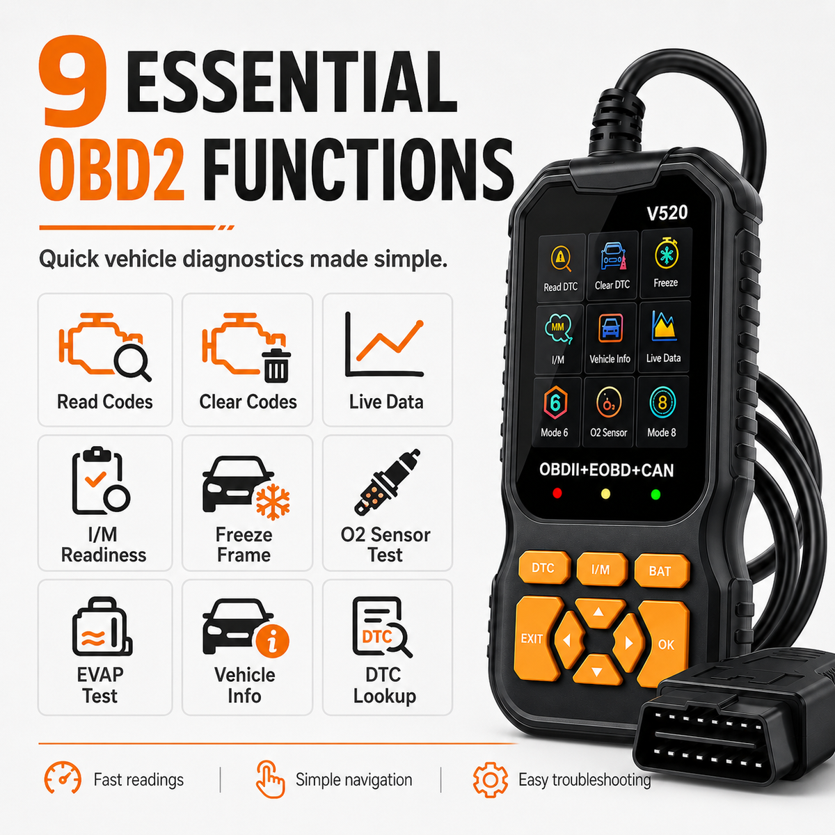 🥳2026 HOT SALE🥳💞50K+ SOLD!🚗🔧 Professional OBD2 Scanner – Reads & clears codes, live data & I/M readiness. Works on 1996+ cars. Save $$$ on garage diagnostics! 🛠️✨