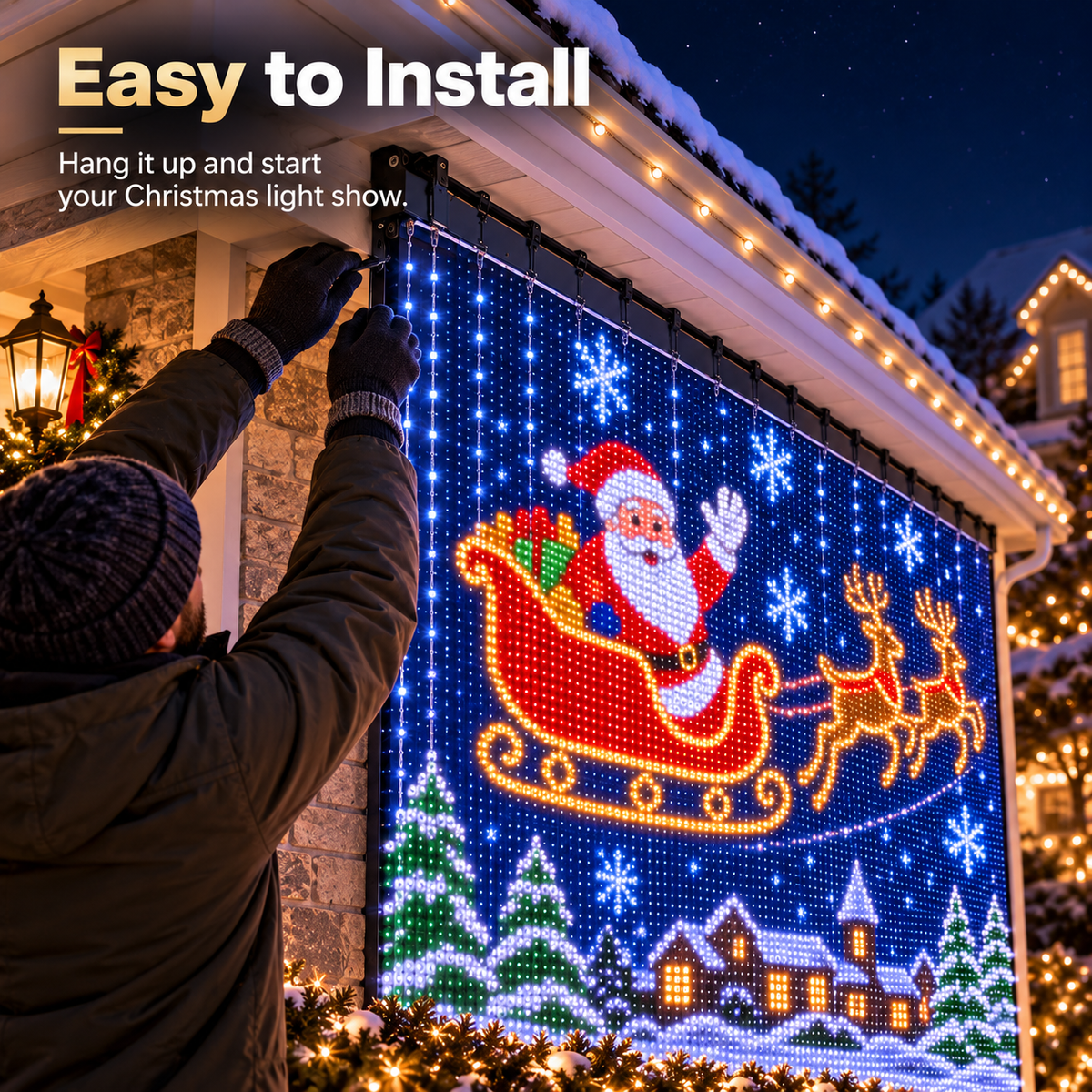 Christmas LED Mesh Curtain Lights for Outdoor Walls