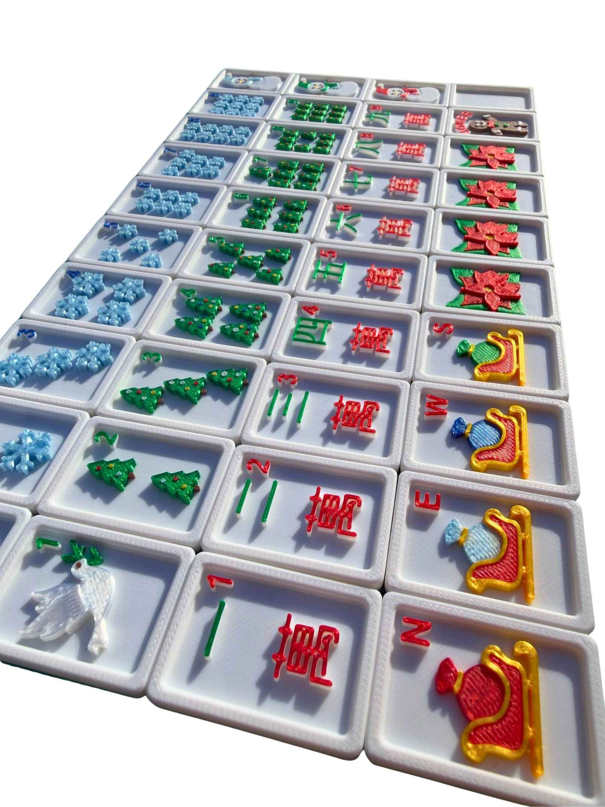 Christmas Mahjong Tiles – 160-Piece Premium Engraved Acrylic Set