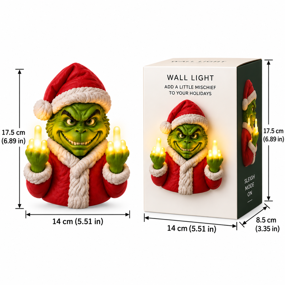 Christmas LED Middle Finger Wall Light | Funny Holiday Decor