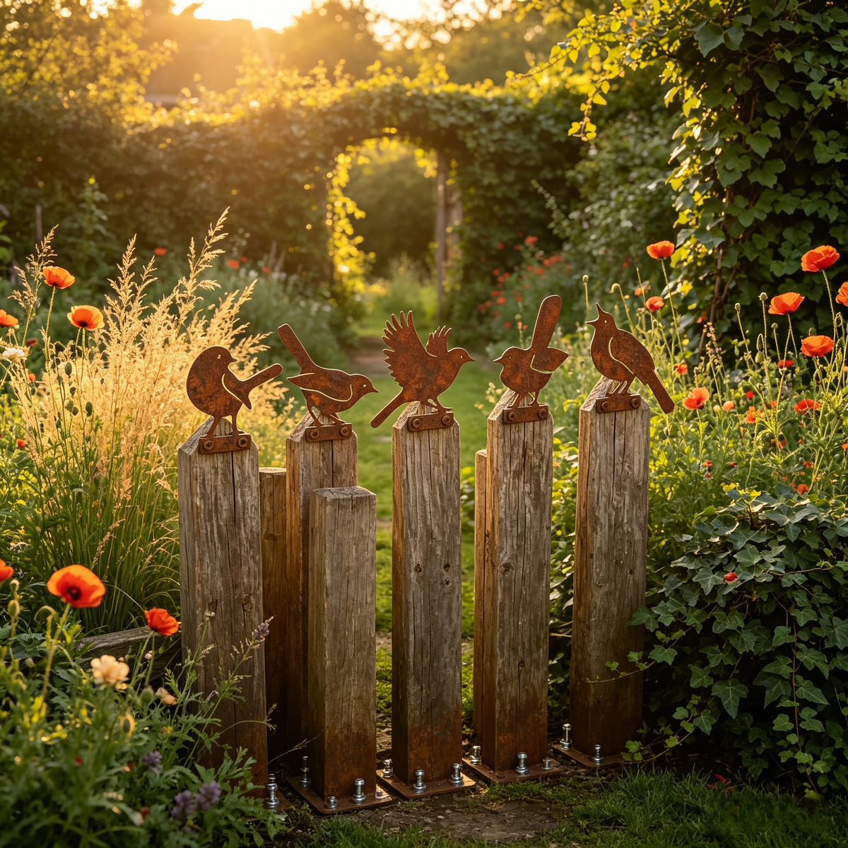 🔥Most Popular in 2026🔥5-Piece Lifelike Rusty Metal Bird Silhouettes Garden Art