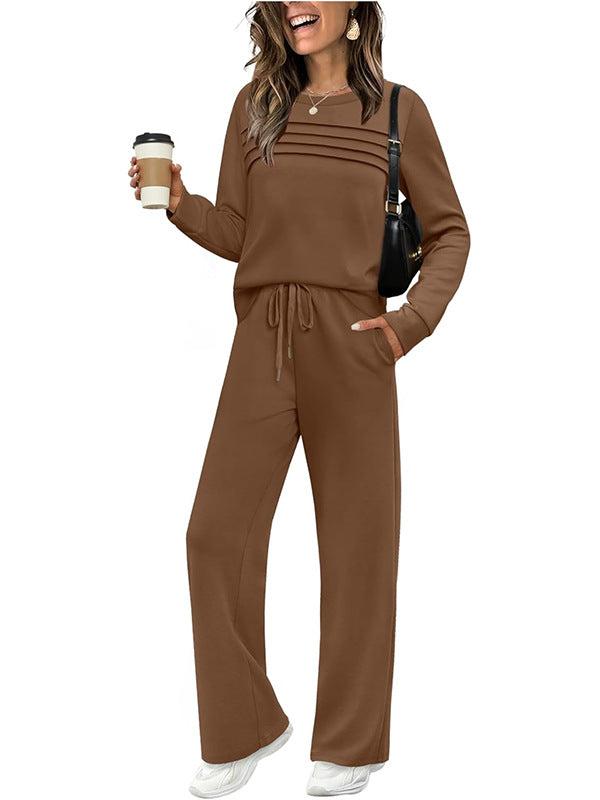 Women's Crew Neck Lounge Set – Top & Drawstring Pants