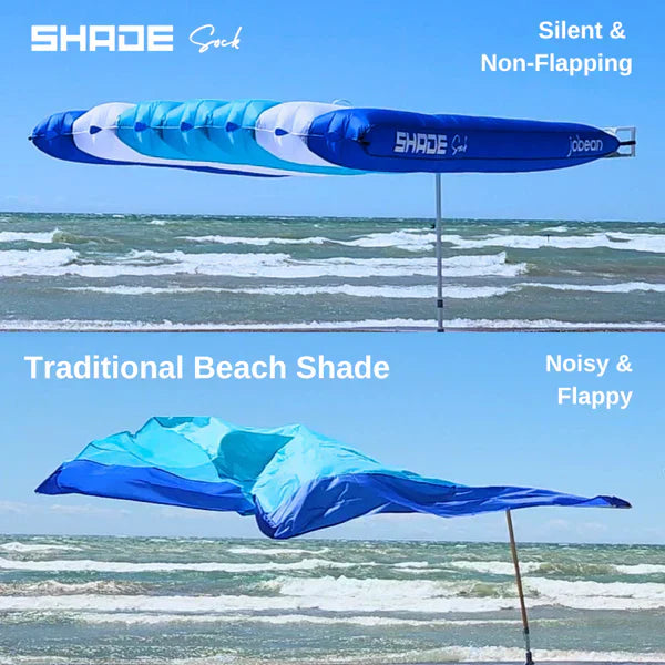 ShadeSock Wind-Inflated Beach Shade Canopy | Silent, Self-Adjusting, UPF 50+ Sun Shelter for 4 People | 8x10 ft | Anti-Flap Design
