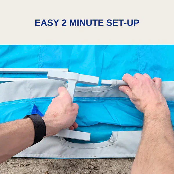 ShadeSock Wind-Inflated Beach Shade Canopy | Silent, Self-Adjusting, UPF 50+ Sun Shelter for 4 People | 8x10 ft | Anti-Flap Design