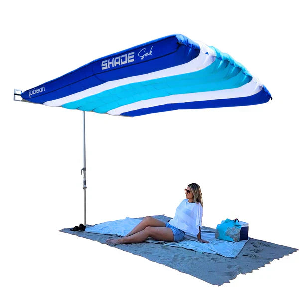 ShadeSock Wind-Inflated Beach Shade Canopy | Silent, Self-Adjusting, UPF 50+ Sun Shelter for 4 People | 8x10 ft | Anti-Flap Design